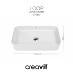 Creavit Loop Dikdörtgen Çanak Lavabo 40x60cm Beyaz LP060-00CB00E-0000