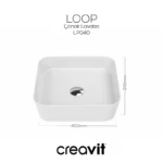 Creavit Loop Kare Çanak Lavabo 40 cm Beyaz LP040-00CB00E-0000