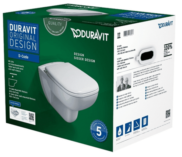 Duravit D-Code Kanalsız Rimless Asma Klozet (Özel Kutuda, Yavaş Kapanır Kapak Dahil)