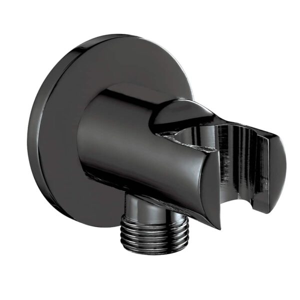 ECA Duş Çıkış Dirseği Askl.Yuvarlak Rozet Mat Siyah