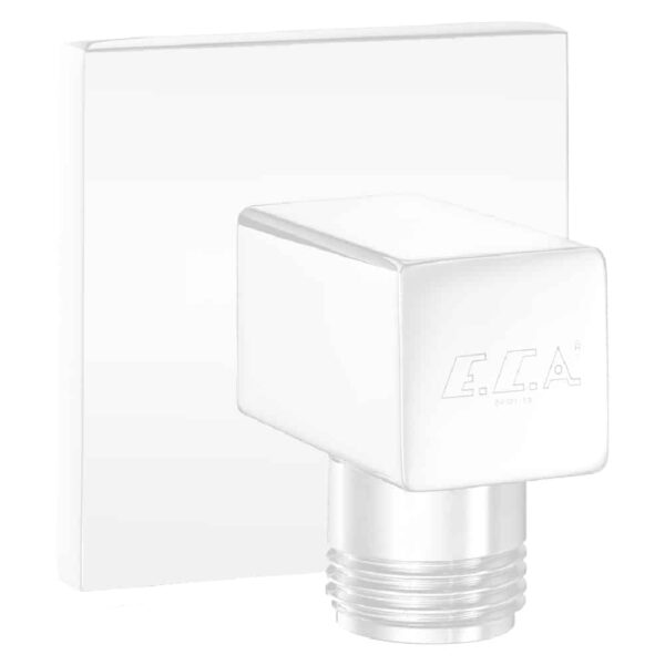 ECA Elegant Duş Dirseği Kare Rozet Mat Beyaz
