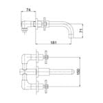 ECA Quadrille Duvardan Üç Delikli Altın Ankastre Lavabo Bataryası