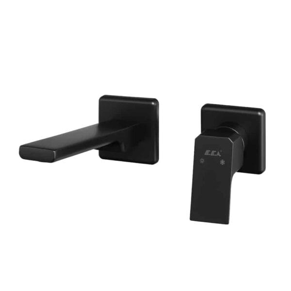 ECA Tiera Ankastre Lavabo Bataryası Sıva Üstü Çift Rozet Mat Siyah