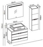 Gent Bathline 5585 V32 Banyo Dolabı 85 cm
