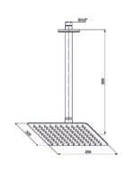 GPD Ankastre Duş Başlığı Tavandan 200x200 Siyah ADS17-S