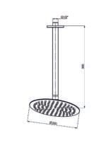 GPD Ankastre Duş Başlığı Tavandan Ø200 Siyah ADS18-S