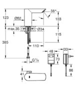 Grohe Bau Cosmopolitan Fotoselli Lavabo Bataryası (Elektrikli-, Çift Su Girişli)