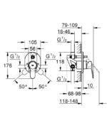 Grohe BauEdge Ankastre Banyo/Duş Bataryası