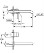 Grohe Essence Duvardan Ankastre Lavabo Bataryası L-Boyut (Sıva Üstü Grubu), Fırçalı Bakır