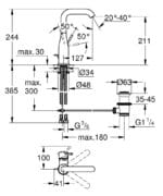 Grohe Essence Yüksek Lavabo Bataryası, Sifon Kumandalı, Fırçalı Sert Grafit