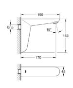 Grohe Euroeco Cosmopolitan E Duvardan Ankastre Fotoselli Lavabo Bataryası ( Tek Su Girişli, Pilli)