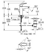 Grohe Eurosmart Lavabo Bataryası, Sifon Kumandalı, Mat Siyah