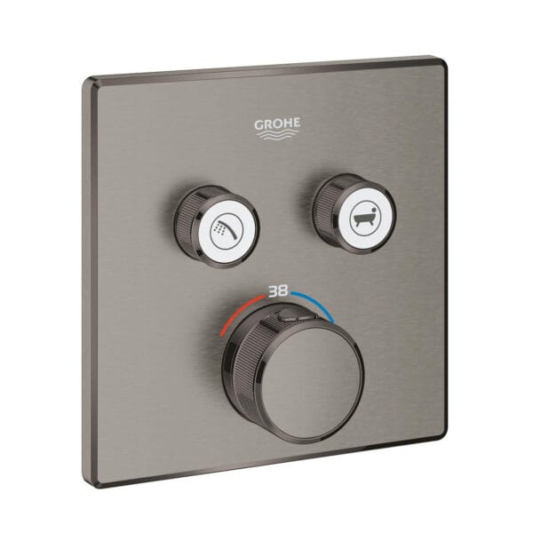 Grohe Grohtherm SmartControl Akış Kontrollü Ankastre Termostatik Banyo Bataryası (2 Yollu, Sıva Üstü Grubu), Fırçalı Sert Grafit