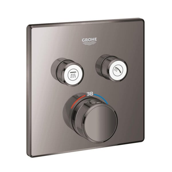Grohe Grohtherm SmartControl Akış Kontrollü Ankastre Termostatik Banyo Bataryası (2 Yollu, Sıva Üstü Grubu), Sert Grafit
