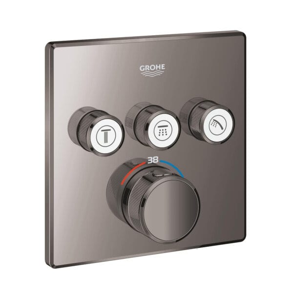 Grohe Grohtherm SmartControl Akış Kontrollü Ankastre Termostatik Banyo Bataryası (3 Yollu, Sıva Üstü Grubu), Sert Grafit