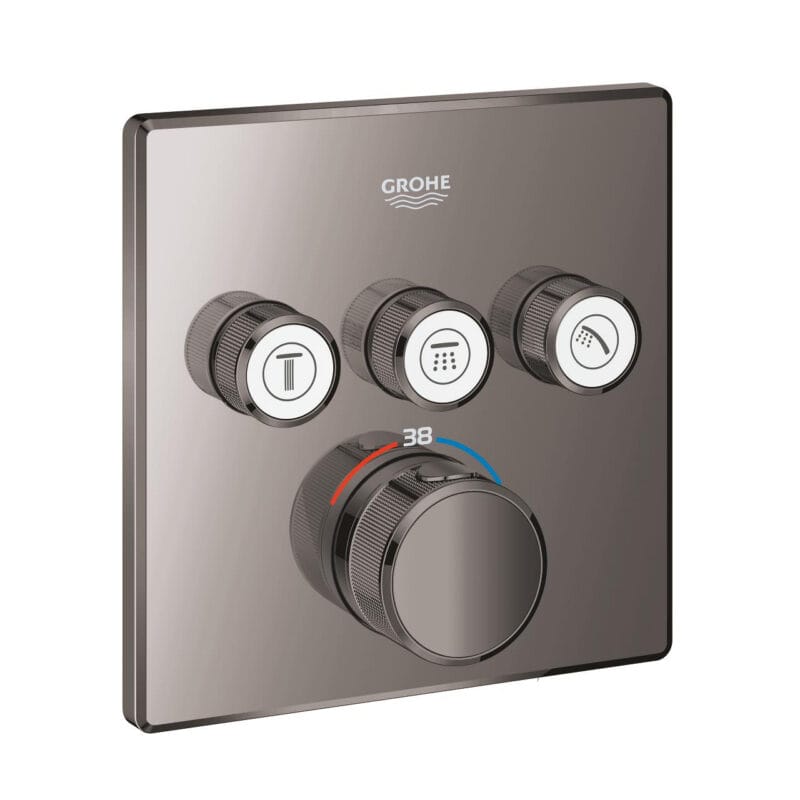Grohe Grohtherm SmartControl Akış Kontrollü Ankastre Termostatik Banyo Bataryası (3 Yollu, Sıva Üstü Grubu), Sert Grafit