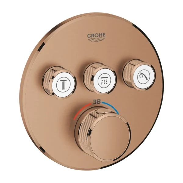 Grohe Grohtherm SmartControl Ankastre Termostatik Banyo/Duş Bataryası (Sıva Üstü Grubu), 3 Yollu, Fırçalı Bakır
