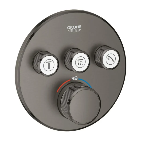 Grohe Grohtherm SmartControl Ankastre Termostatik Banyo/Duş Bataryası (Sıva Üstü Grubu), 3 Yollu, Fırçalı Sert Grafit