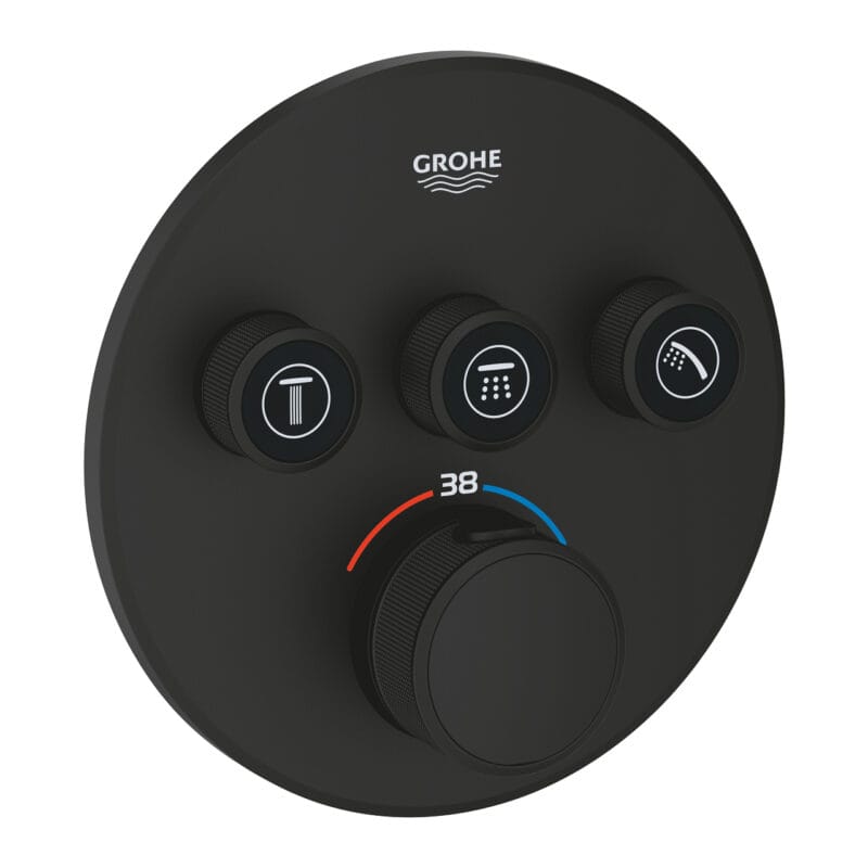 Grohe Grohtherm SmartControl Ankastre Termostatik Banyo/Duş Bataryası (Sıva Üstü Grubu), 3 Yollu, Hayalet Siyah