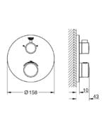 Grohe Grohtherm Termostatik Banyo/Duş Bataryası (Sıva Üstü Grubu), 2 Yollu, Mat Siyah