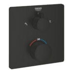Grohe Grohtherm Termostatik Banyo/Duş Bataryası (Sıva Üstü Grubu), 2 Yollu, Mat Siyah