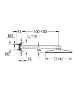 Grohe Rainshower SmartActive 310 Cube Tepe Duşu Seti, 31 cm, 2 Akışlı, 43 cm