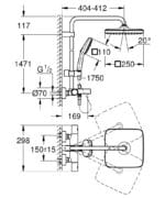 Grohe Tempesta System 250 Cube Duvara Monte Termostatik Banyo Bataryalı Duş Kolonu, Mat Siyah