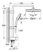 Grohe Tempesta System 250 Cube Kare Duş Başlıklı Duvara Monte Duş Sistemi