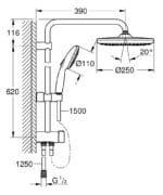 Grohe Tempesta System 250 Duvara Monte Duş Sistemi, Yön Değiştiricili, Mat Siyah