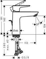 Hansgrohe Talis E Lavabo Bataryası 110 Mat Siyah Krom