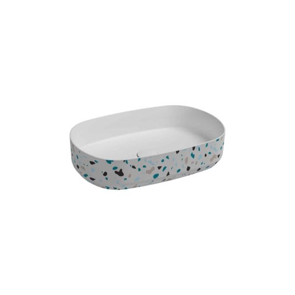 Isvea Infinity Tezgah Üstü Lavabo 55 cm Terrazzo Mat Beyaz
