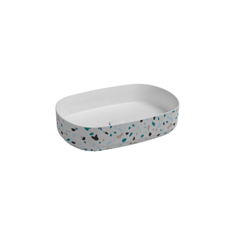 Isvea Infinity Tezgah Üstü Lavabo 55 cm Terrazzo Mat Beyaz
