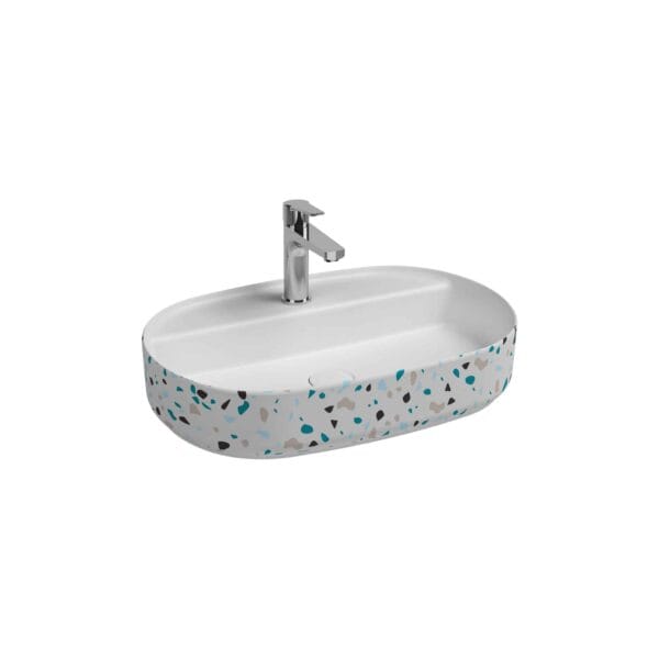 Isvea Infinity Tezgah Üstü Lavabo 60 cm Terrazzo Mat Beyaz