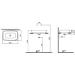 Kale Dove 2.0 60x40 Cm Mat Siyah Altın Dekor Dikdörtgen Çanak Lavabo