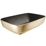 Kale Dove 2.0 60x40 Cm Mat Siyah Altın Dikdörtgen Çanak Lavabo