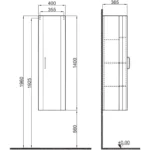 Kale Fold Pro 40 Cm Mat Siyah Boy Dolabı Sağ
