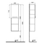 Kale Mare 40 cm Beyaz-Meşe Sol Boy Dolabı