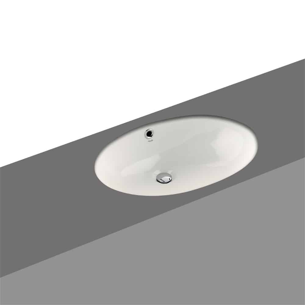 Kale Optimum 56 cm Beyaz Armatür Deliksiz Tezgah Altı Lavabo Kale Optimum 56 cm Beyaz Armatür Deliksiz Tezgah Altı Lavabo