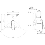 Kale Rain Round Push Buton Fırçalanmış Nikel Yuvarlak Duş Barı