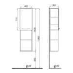 Kale Trevi 40 cm Antrasit-Ceviz Sol Boy Dolabı