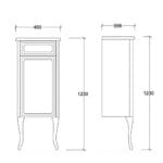 Kale Victorian 50 cm Antrasit Sağ Boy Dolabı