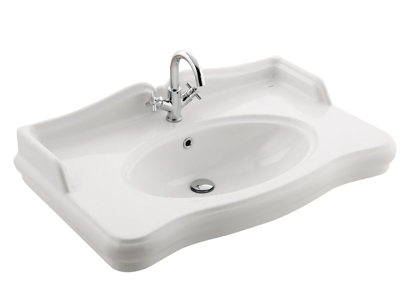 Kale Victorian 90x55.5 Etajerli Lavabo 3 Armatür Delikli Kale Victorian 90x55.5 Etajerli Lavabo 3 Armatür Delikli