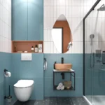Kale Volo 45 Cm Yuvarlak Mat Şeftali Lavabolu Metal Banyo Mobilya Seti