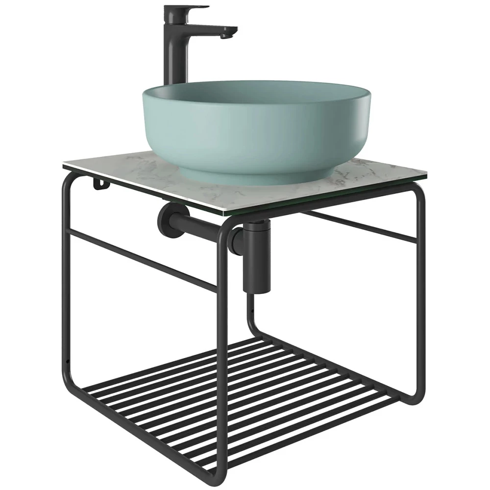 Kale Volo 45 Cm Yuvarlak Mat Adaçayı Yeşili Lavabolu Metal Banyo Mobilya Seti Kale Volo 45 Cm Yuvarlak Mat Adaçayı Yeşili Lavabolu Metal Banyo Mobilya Seti