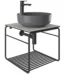 Kale Volo 45 Cm Yuvarlak Mat Antrasit Lavabolu Metal Banyo Mobilya Seti