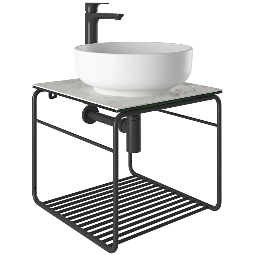 Kale Volo 45 Cm Yuvarlak Mat Beyaz Lavabolu Metal Banyo Mobilya Seti Kale Volo 45 Cm Yuvarlak Mat Beyaz Lavabolu Metal Banyo Mobilya Seti