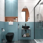 Kale Volo 45 Cm Yuvarlak Mat Siyah Lavabolu Metal Banyo Mobilya Seti