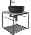 Kale Volo 45 Cm Yuvarlak Mat Siyah Lavabolu Metal Banyo Mobilya Seti