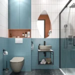 Kale Volo 45 Cm Yuvarlak Mat Vizon Lavabolu Metal Banyo Mobilya Seti
