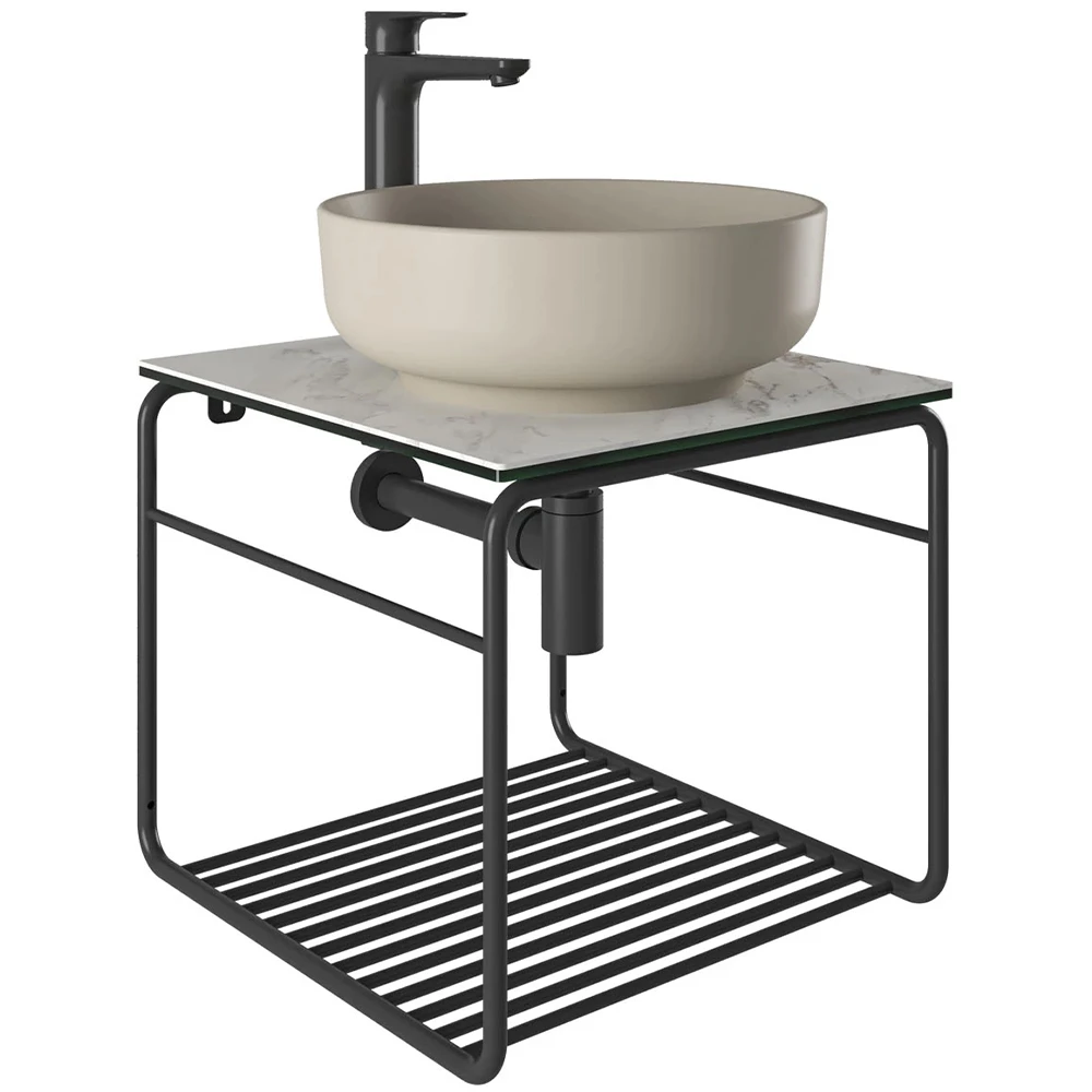 Kale Volo 45 Cm Yuvarlak Mat Vizon Lavabolu Metal Banyo Mobilya Seti Kale Volo 45 Cm Yuvarlak Mat Vizon Lavabolu Metal Banyo Mobilya Seti